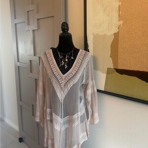 Boho Lace Trim Tunic Top